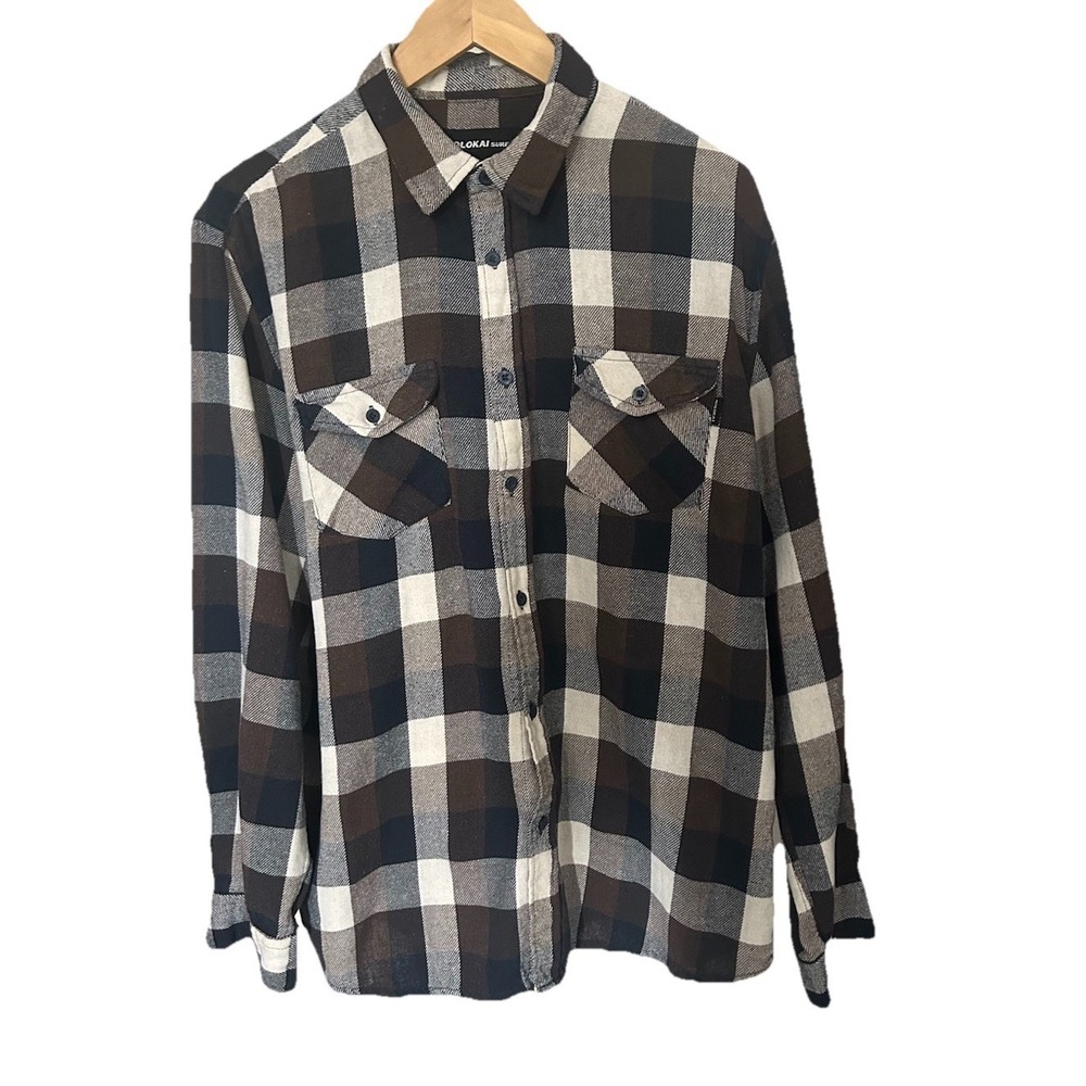 Molokai Surf Co. Men's XXL Multi Color Plaid Flannel Long Sleeve Button Up Shirt